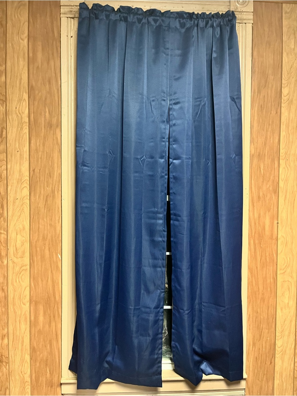 4 Navy Blue Solid Curtain Panels